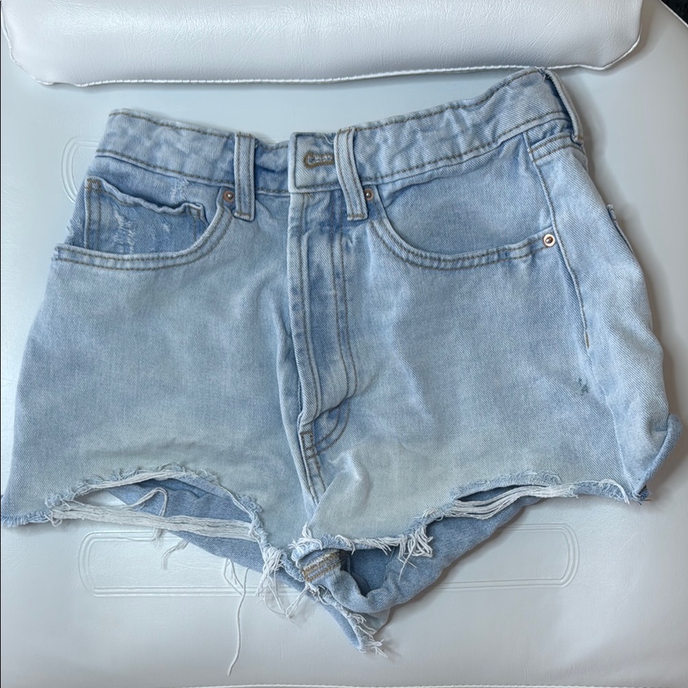 Wild Fable Blue High-Waisted Jean Shorts with Frayed Hem
